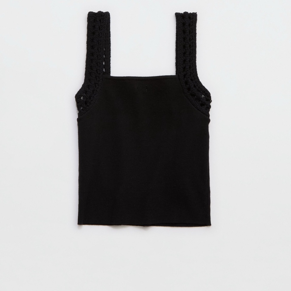 Aerie Black Embellished Fitted Sleeveless Tank Top - Picture 2 of 8